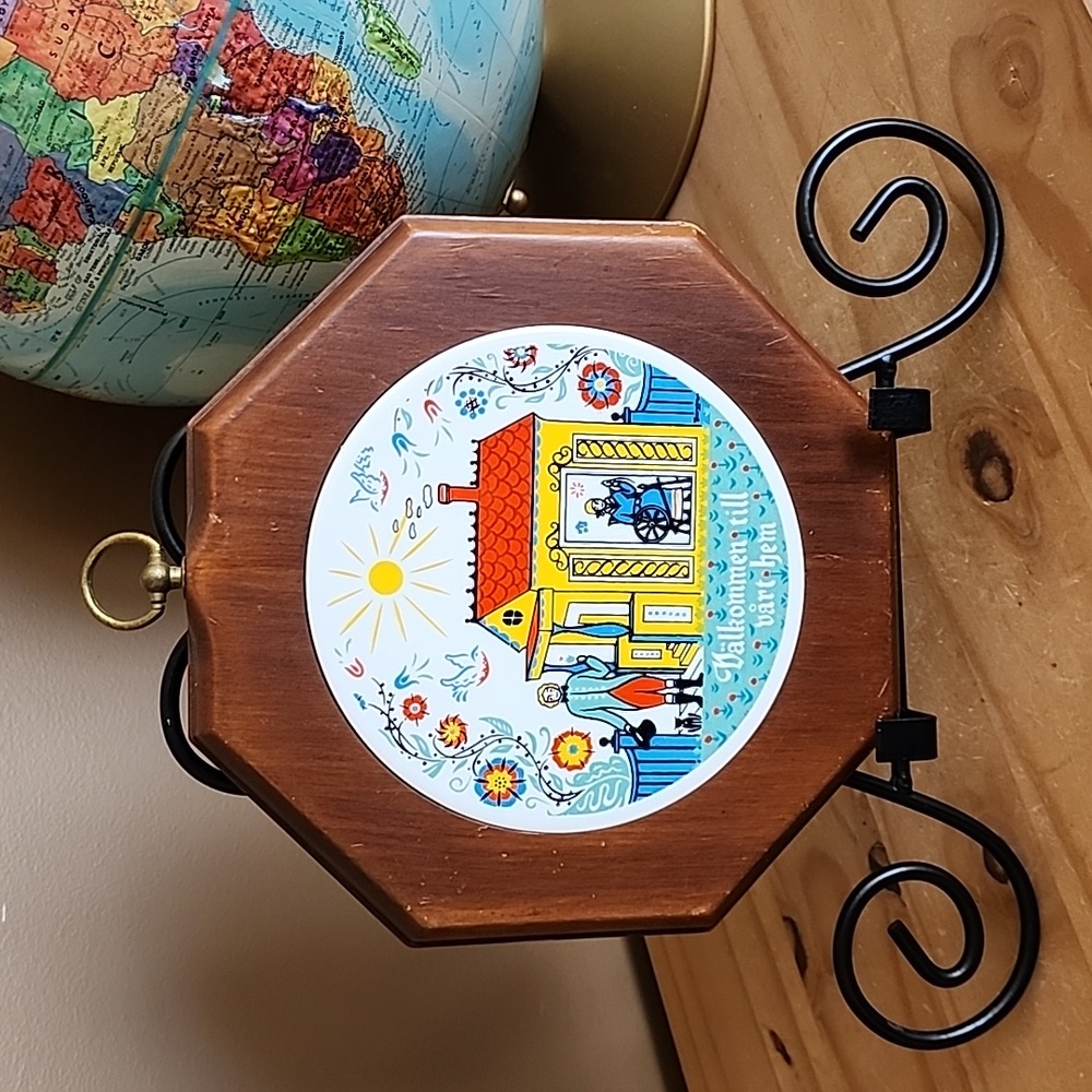 Vintage Swedish Welcome to our Home decorative tile